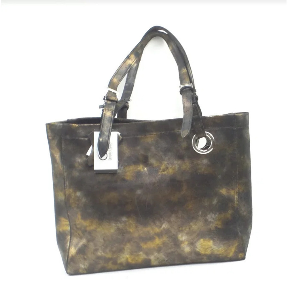 CoFi Leather Erin East/West Tote Black Gold
